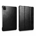 Icarer - 3-Vouw echt lederen sleepcover hoes - iPad Pro 12.9 inch (2018-2020) - Cognac