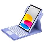 Universeel afneembaar Bluetooth-toetsenbord + lederen hoes met Touchpad voor iPad 9-10 inch Specificatie:Wit toetsenbord (Blauw)