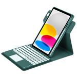 Universeel afneembaar Bluetooth-toetsenbord + lederen hoes met Touchpad voor iPad 9-10 inch Specificatie:Zwart toetsenbord(Blauw)