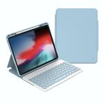 HY006D ronde toetsen afneembaar Bluetooth-toetsenbord lederen tas met kleurrijke achtergrondverlichting & houder voor iPad mini 6 (licht paars)