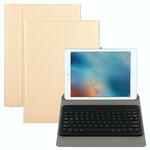 Universele ronde toetsen Afneembaar Bluetooth-toetsenbord + lederen hoes zonder Touchpad voor iPad 9-10 inch Specificatie:Zwart toetsenbord (Goud)