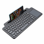 Universele ronde toetsen Afneembaar Bluetooth-toetsenbord + lederen hoes zonder Touchpad voor iPad 9-10 inch Specificatie:Zwart toetsenbord (Blauw)