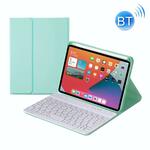 HK006D Vierkante toetsen Afneembare Bluetooth Solid Color Toetsenbord Leren Case met Kleurrijke Backlight & Holder voor iPad Mini 6 (Dark Green)