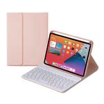 HY006D ronde toetsen afneembaar Bluetooth-toetsenbord lederen tas met kleurrijke achtergrondverlichting & houder voor iPad mini 6 (licht paars)