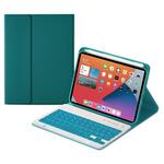 HK006D Vierkante toetsen Afneembare Bluetooth Solid Color Toetsenbord Leren Case met Kleurrijke Backlight & Holder voor iPad Mini 6 (Dark Green)