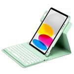 Voor iPad 10e generatie 10.9 2022 driekleurige achtergrondverlichting wit 360 graden draaibaar Bluetooth-toetsenbord lederen hoes