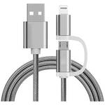 REEKIN Apple iPad/iPhone/iPod Aansluitkabel [1x Micro-USB, Apple dock-stekker Lightning - 1x ] 1.00 m Zilver
