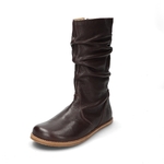 Veterboots van bio-leer, kastanjebruin, 40