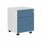 Mobiele archiefkast met 3 laden, Wit + Blauw