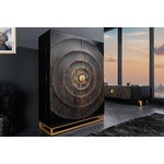 Handgemaakte barkast GOLDEN SUNSET 140cm zwart goud massief mangohout - 44252