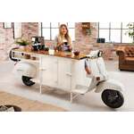 Extravagante barkast SCOOTER 250cm witte retro console scooter met mangohout upcycling - 42104