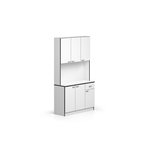 Buffetkast Provence- 160x45x215 - Zwart/grijs - Mangohout/metaal/glas