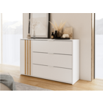 Commode FLORACE 1 deur 3 lades wit/artisan eik