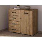 Commode MAKALISKA 1 deur 4 lades artisan eik