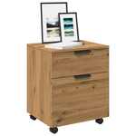 Dossierkast verrijdbaar 45x38x54 cm hout artisanaal eikenkleur
