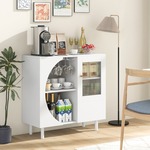 industrieele barkast BODEGA 86cm mangohouten serveerwagen met wijnrek - 42379