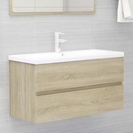 Wastafelkast 41x38,5x46 cm spaanplaat wit en sonoma eikenkleur