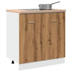 Gootsteenkast 80x46x81,5 cm bewerkt hout artisanaal eikenkleur