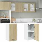 Hangkast LARSY hoogglans wit/flagstaff eik zonder led