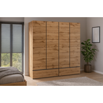 Home365 Kledingkast Crotone - Eiken - 4-Deurs met Lades