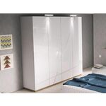 Kast FUTURO 4 deuren mat wit/hoogglans wit met led