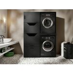 Wasmachinekast WASHING 2 machines boven elkaar met 1 kast voor wasgoed LARGE zwart