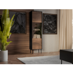 Vitrinekast HEPRANI 1 deur walnoot bruin/zwart