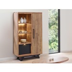 Tenzo vitrinekast Dot - grijs/eiken - 175x79x44 cm - Leen Bakker