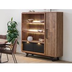 Tenzo vitrinekast Dot - wit/eiken - 175x79x43 cm - Leen Bakker
