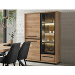 Vitrinekast TIMITA 2 deuren 2 lades artisan eik