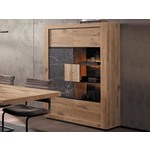 Vitrinekast ROMEO 2 deuren hoogglans zwart met verlichting