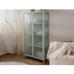 Vitrinekast Kingston - naturel/zwart - 185x90x40 cm - Leen Bakker