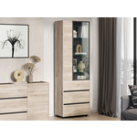 Vitrinekast SIMETTRA 2 deuren 2 lades scarlet eik met led