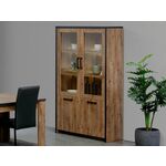 Vitrinekast Kingston - naturel/zwart - 90x90x40 cm - Leen Bakker