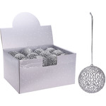 1x Kerstboomversiering rode draad kerstballen met glitters 9 cm