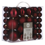 Kerstboomversiering pakket met 46x donkerrode plastic kerstballen