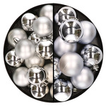 28x stuks kunststof kerstballen donkergroen 4 en 6 cm