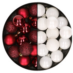 28x stuks kleine kunststof kerstballen zwart en zachtroze 3 cm