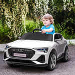 AIYAPLAY elektrisch kinderrijtuig, LED-koplampen, veiligheidsgordel, muziek, tot 5 km/u, 107 x 62,5 x 44 cm, wit | Aosom.nl