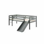 Halfhoogslaper Charlie Grijs Grenen 90x200 cm - Met ladder en glijbaan