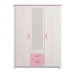 Kledingkast kast Kiki - wit/roze 181x136x56 cm - Leen Bakker
