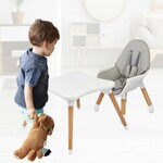 Kinderstoel Trapstoel met Verstelbare Eettafel Verwijderbaar Blad voor Baby Zuigeling Peuters Beige