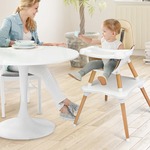 Kinderstoel Trapstoel met Verstelbare Eettafel Verwijderbaar Blad voor Baby Zuigeling Peuters Grijs