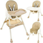 Kinderstoel Trapstoel met Verstelbare Eettafel Verwijderbaar Blad voor Baby Zuigeling Peuters Beige