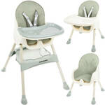 Kinderstoel Trapstoel met Verstelbare Eettafel Verwijderbaar Blad voor Baby Zuigeling Peuters Grijs