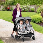 vidaXL Kinderwagen dubbel staal blauw en zwart