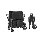 vidaXL Kinderwagen dubbel staal taupe en zwart