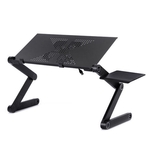 draagbare 360 graden verstelbaar opvouwbaar aluminiumlegering bureaustandaard met muismat voor Laptop / Notebook, metout CPU Fans(zwart)