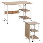 HOMCOM klaptafel, mobiel bureau met wielen, multifunctioneel, MDF, gemakkelijk op te bergen, 120 x 60 cm, natuur | Aosom.nl