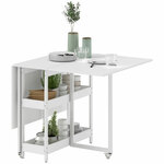 HOMCOM Opvouwbare tafel met rolkast, multifunctioneel en mobiel, twee inklapbare bladen, 70 x 83 x 75 cm, Lichtgrijs, Donkerbruin | Aosom.nl